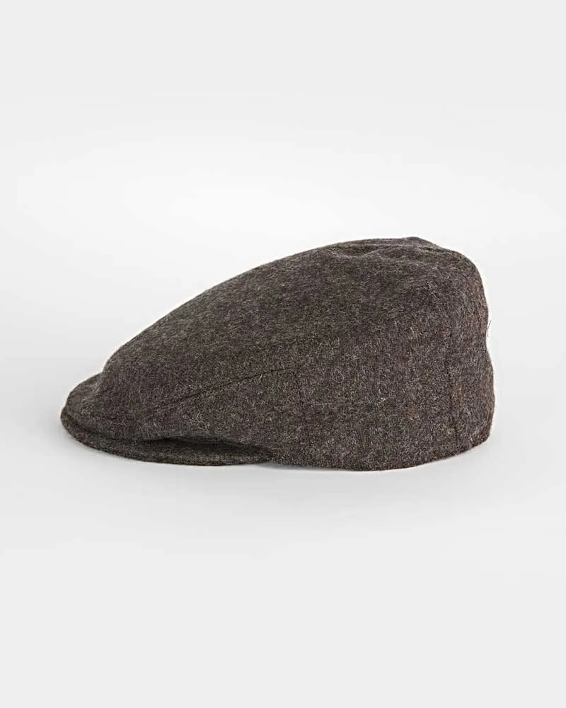 Brown Twill Wool Flat Cap