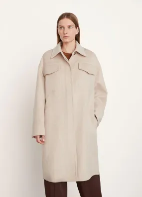 Brushed Wool Shirt Coat in Horchata