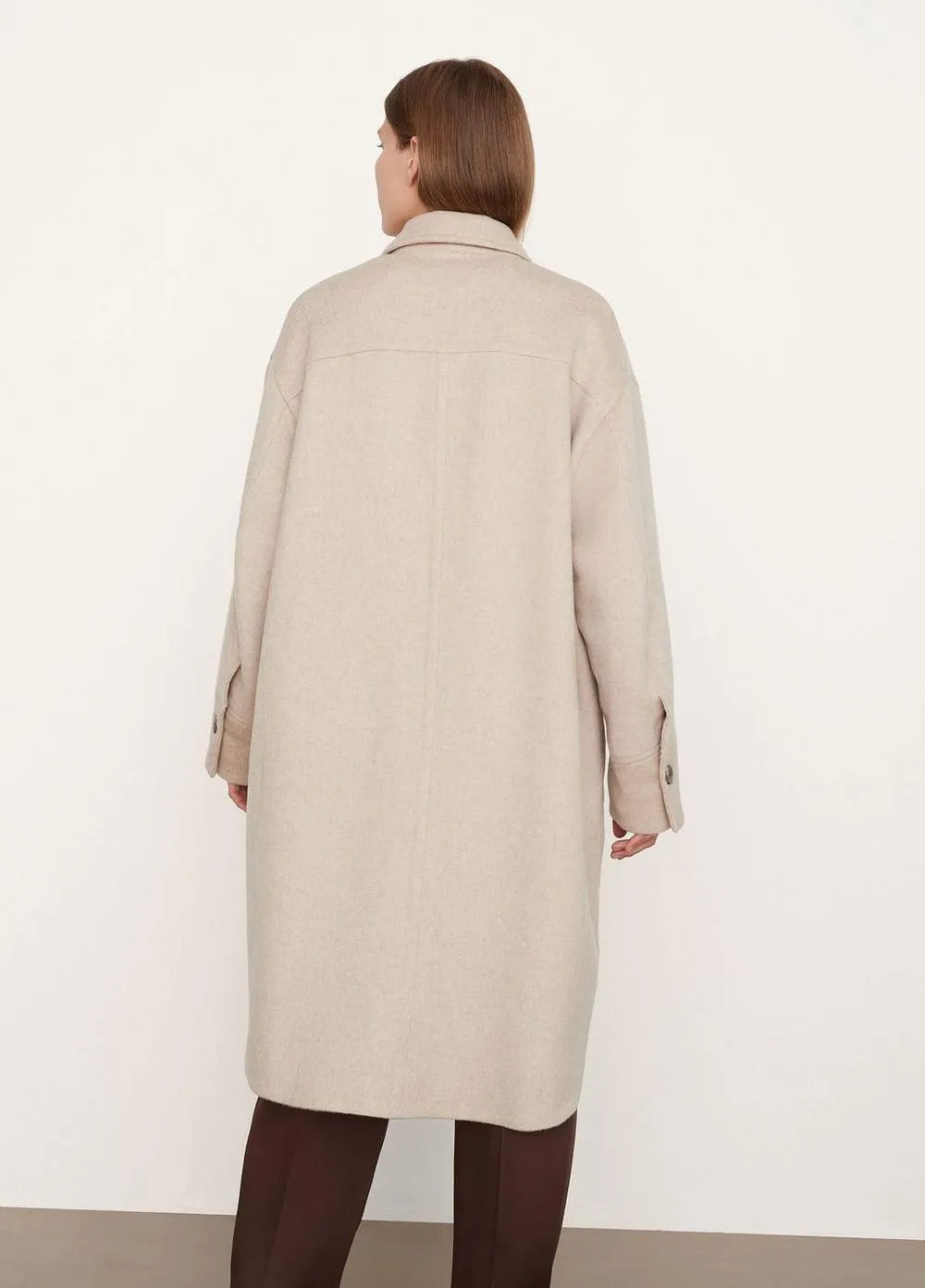 Brushed Wool Shirt Coat in Horchata