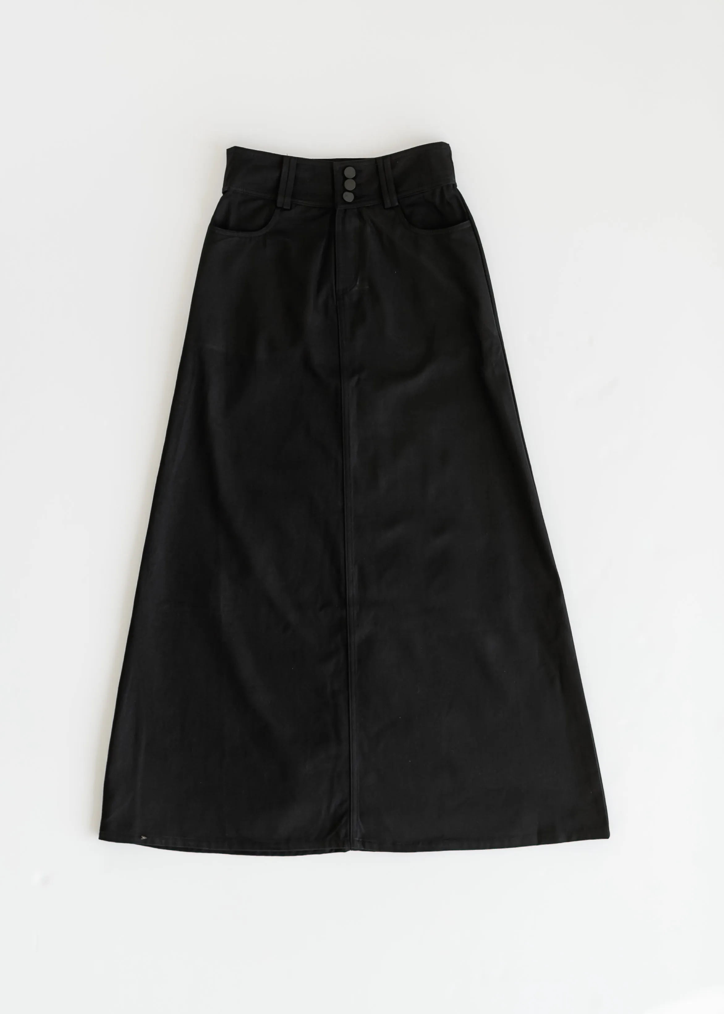 Camellia A-Line Cotton Twill Maxi Skirt