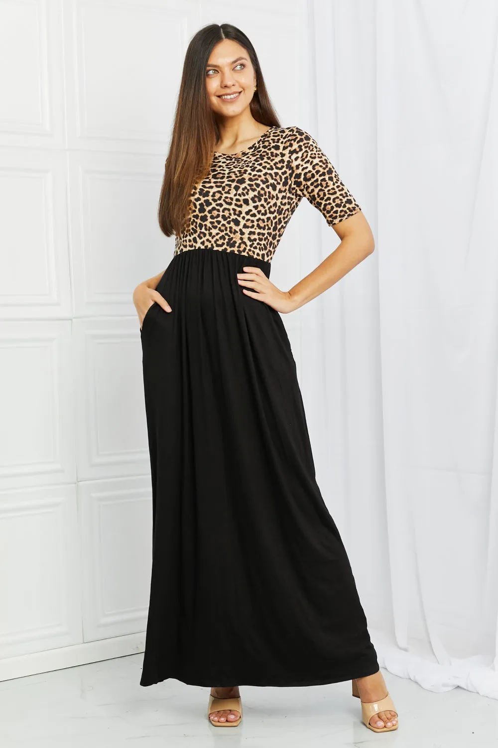 Celeste Essential Full Size Maxi Dress in Leopard