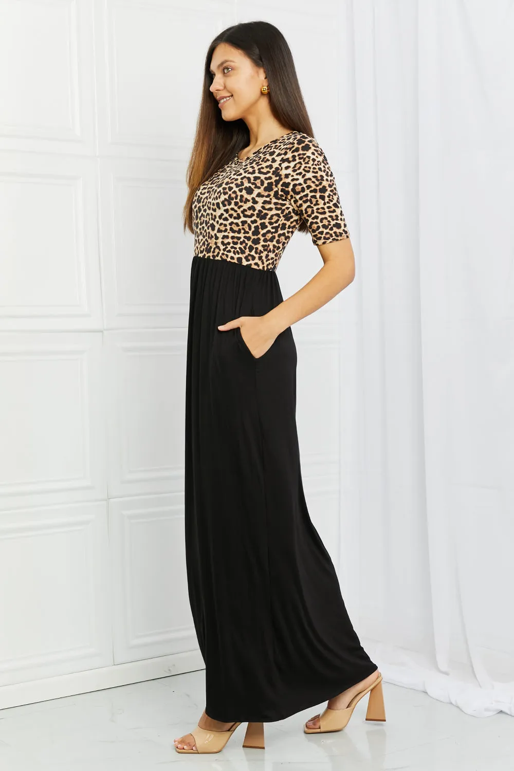 Celeste Essential Full Size Maxi Dress in Leopard