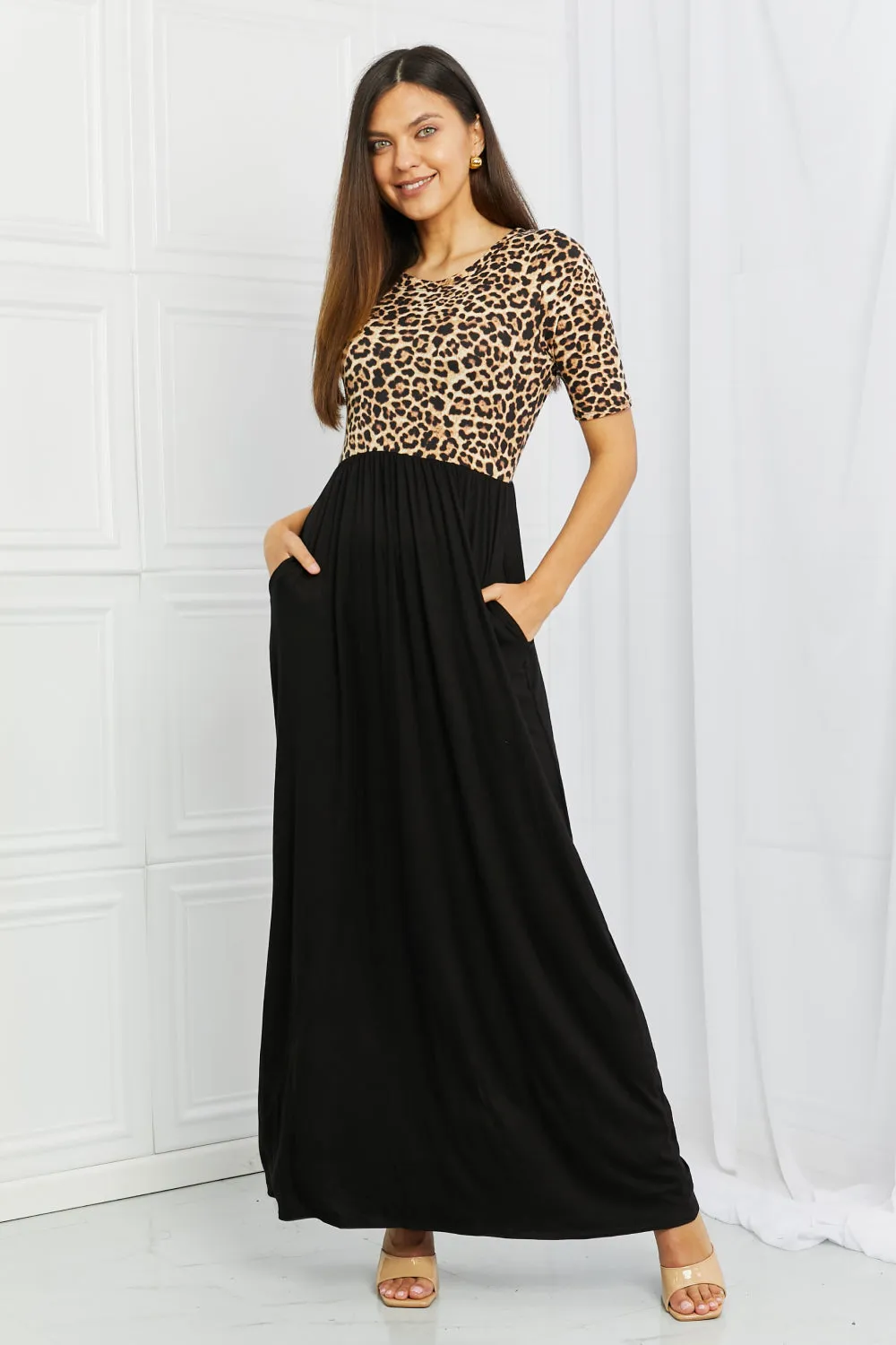 Celeste Essential Full Size Maxi Dress in Leopard