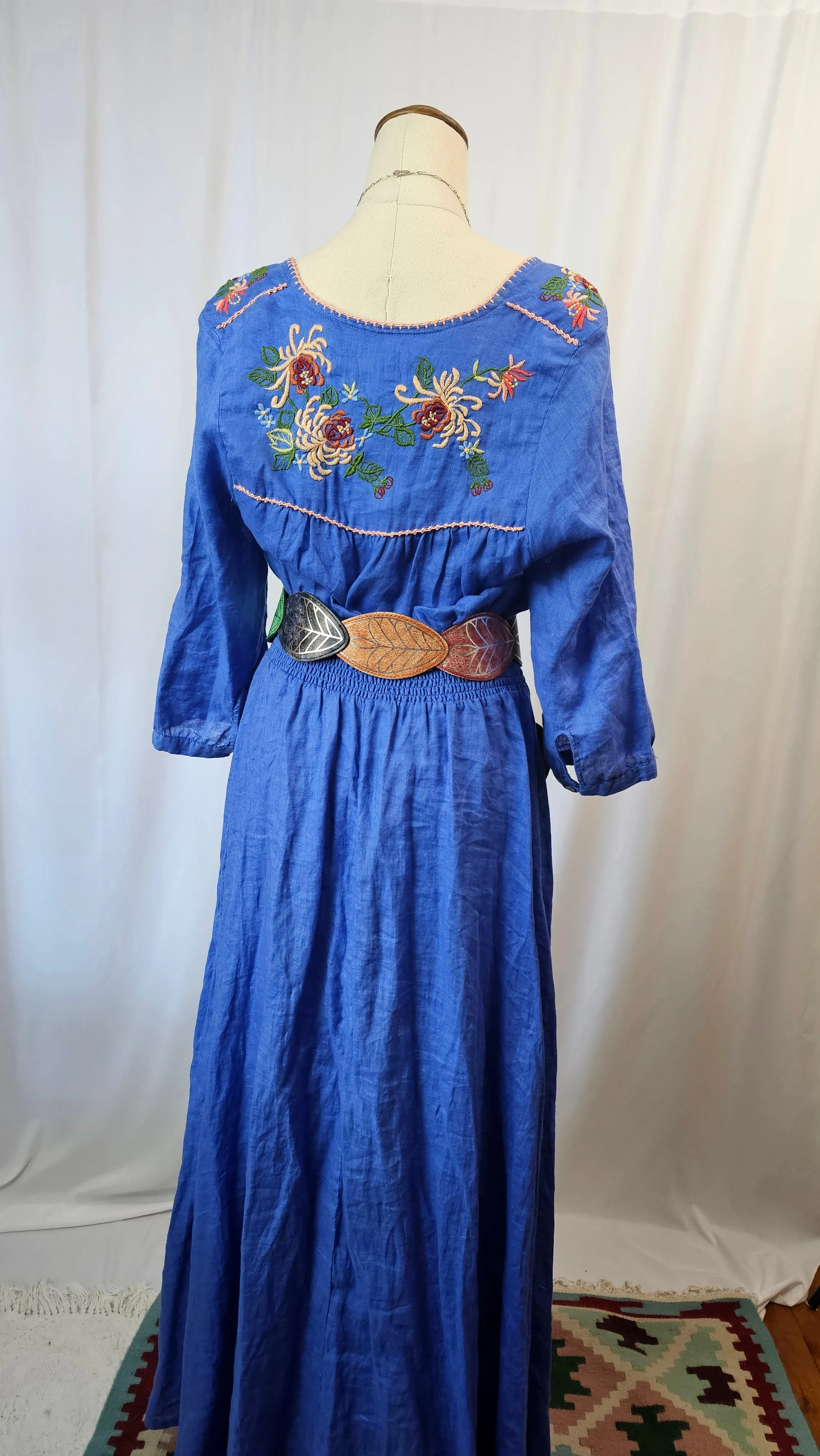 Chasing Unicorns Sweet Thing linen maxi dress in striking blue size L