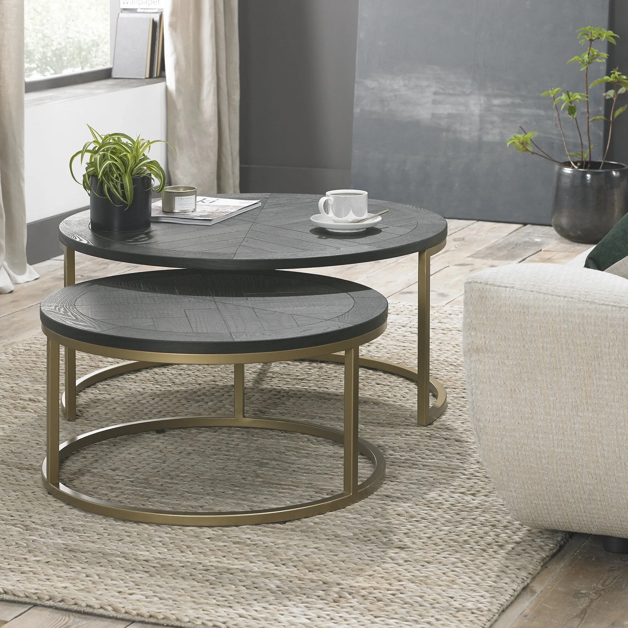 Chevron Peppercorn Ash Coffee Nest Of Tables