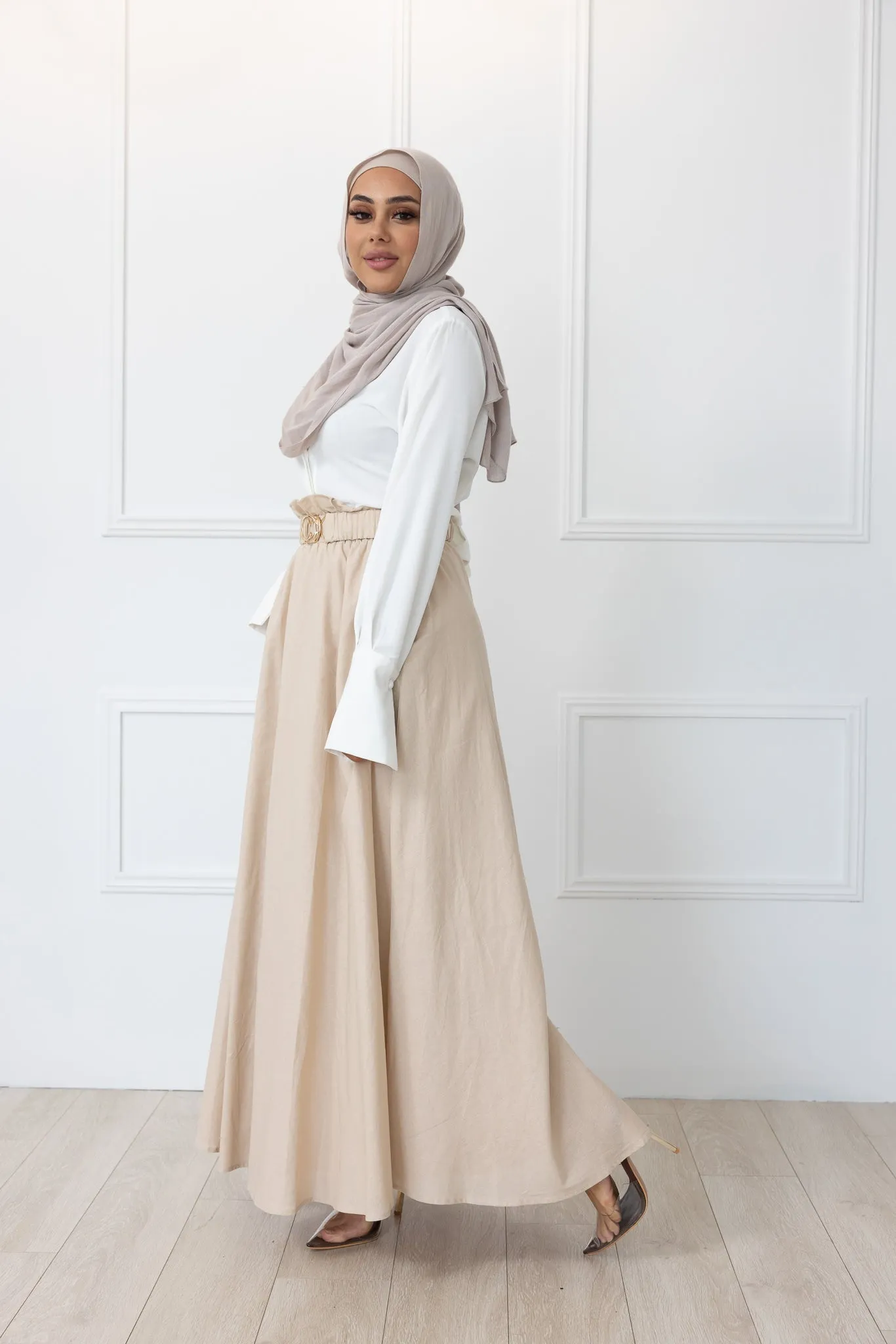 Cinch A Line Linen Skirt