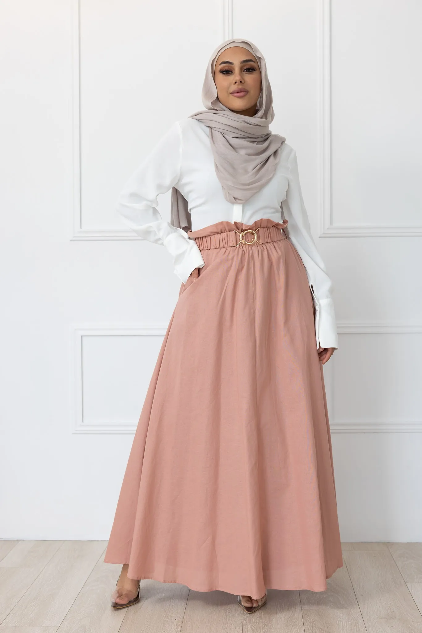 Cinch A Line Linen Skirt