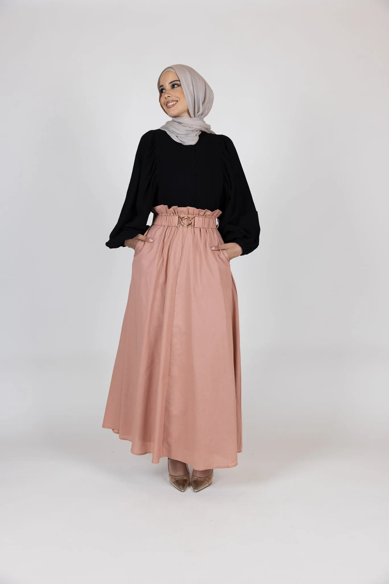 Cinch A Line Linen Skirt