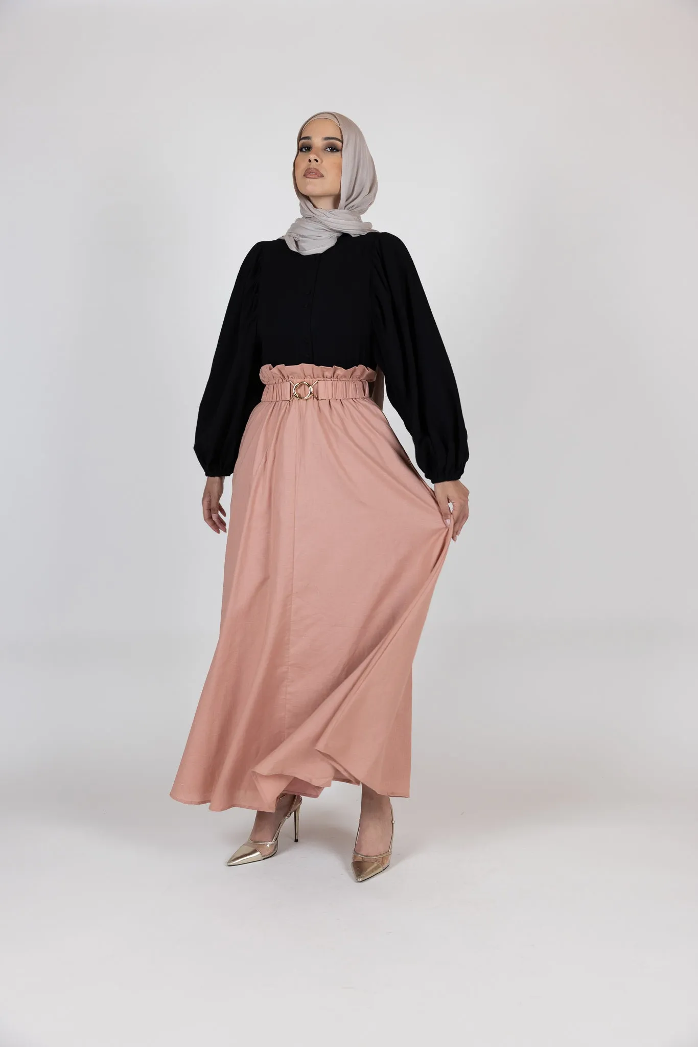 Cinch A Line Linen Skirt