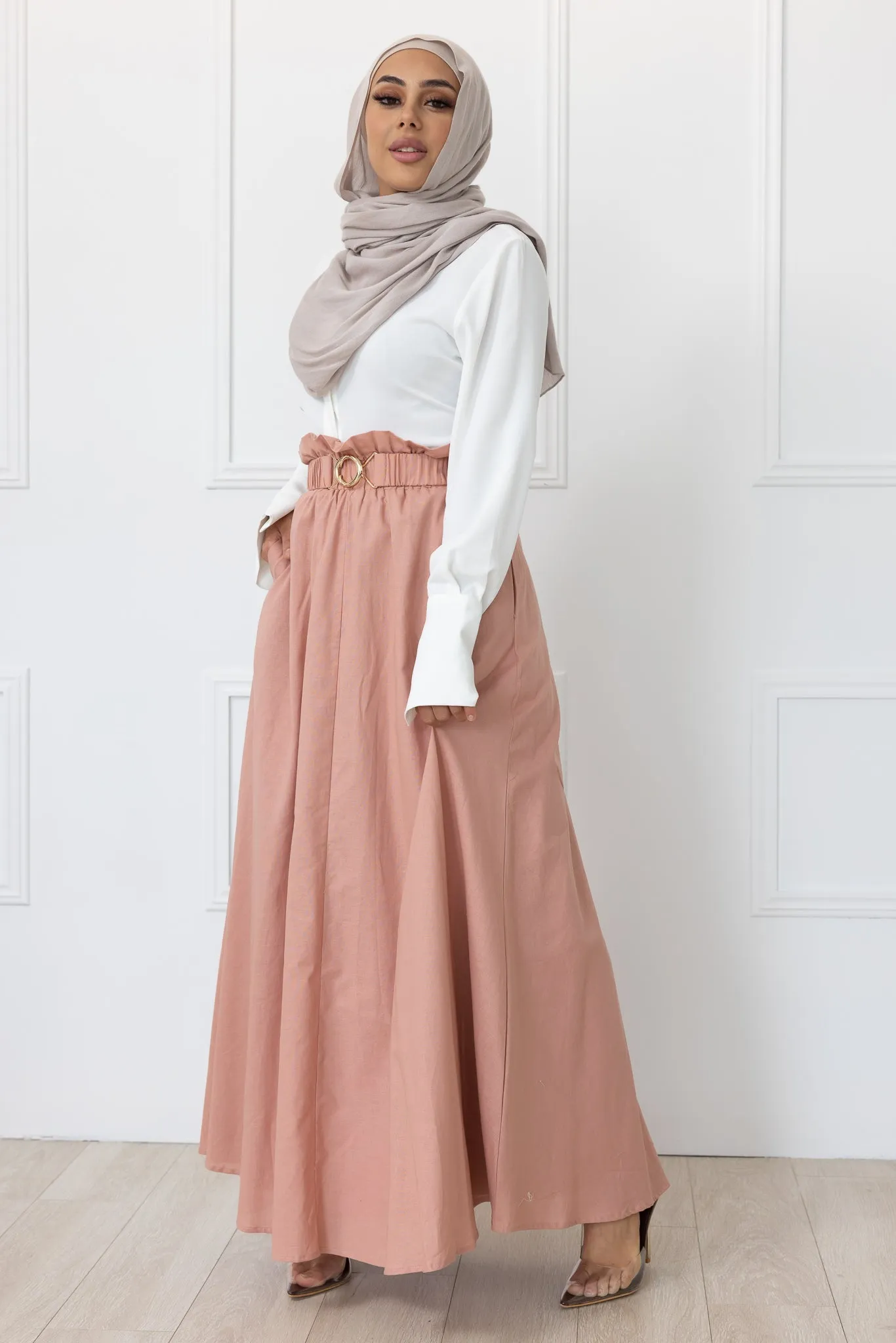 Cinch A Line Linen Skirt