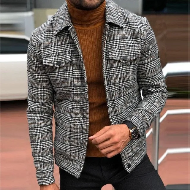 Classic Fine Plaid Casual Jacket