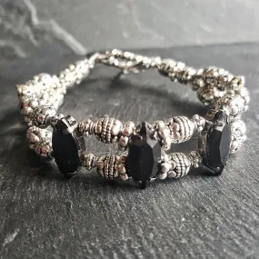 CLEARANCE Black Marquise Rhinestone Gothic Bracelet - Victorian Jewelry