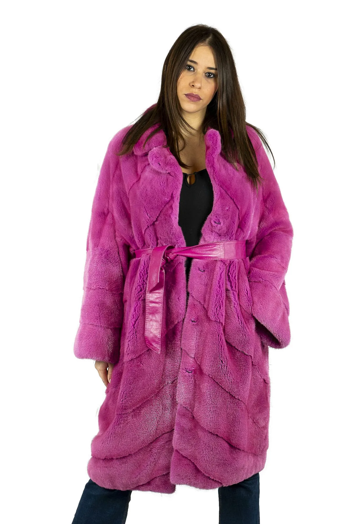 Coat in mink Rose