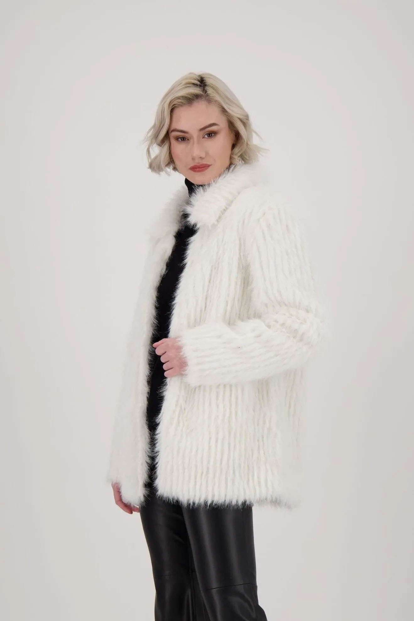 Collared Faux Fur Coat