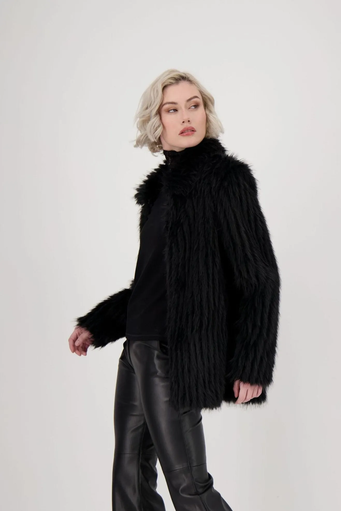 Collared Faux Fur Coat