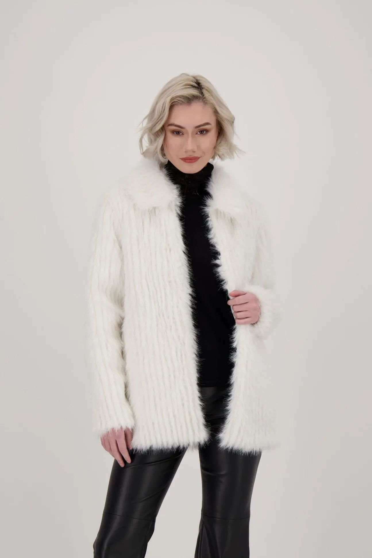 Collared Faux Fur Coat