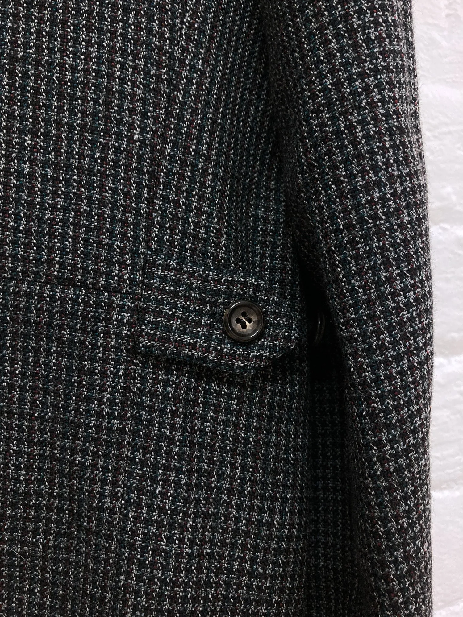 Comme des Garcons Homme 1997 grey wool houndstooth covered placket coat - M S