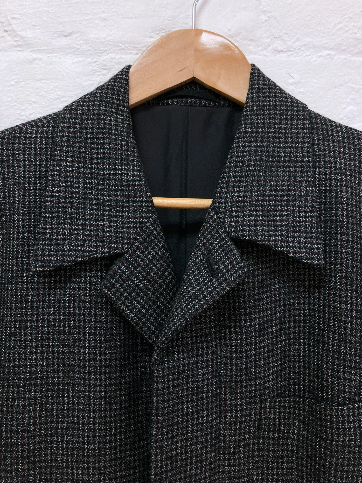 Comme des Garcons Homme 1997 grey wool houndstooth covered placket coat - M S