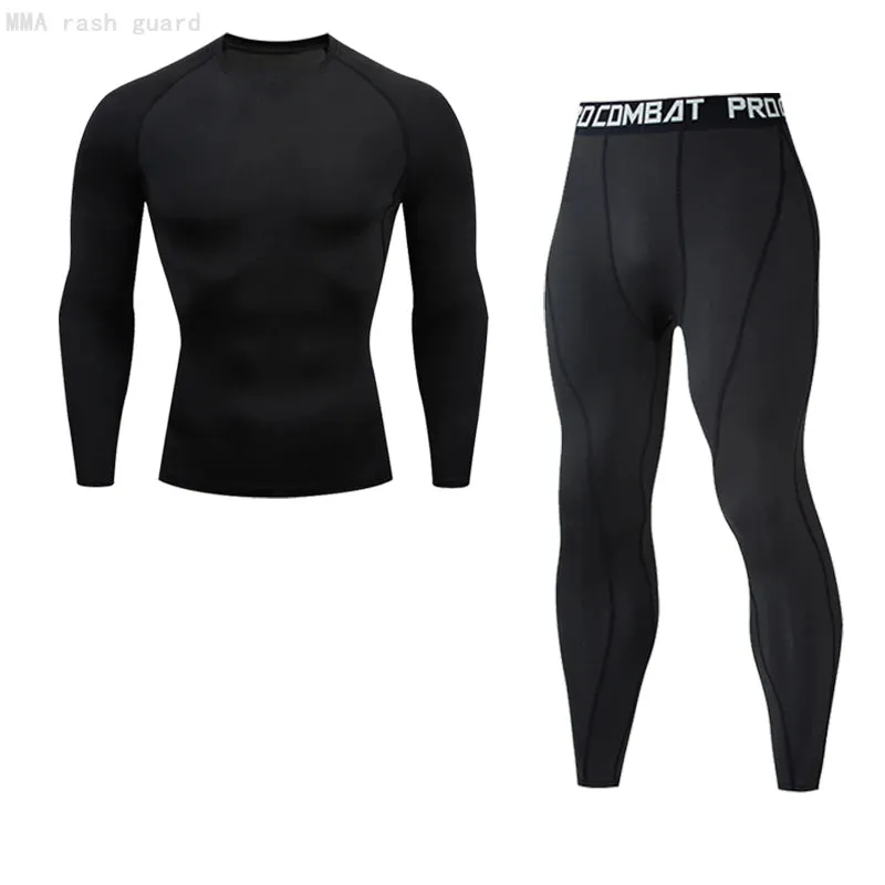 Compression underwear Men's Winter Thermal underwear MMA 3D wolf Bodybuilding T-Shirt Rashgarda leggings 2 piece tracksuit Men