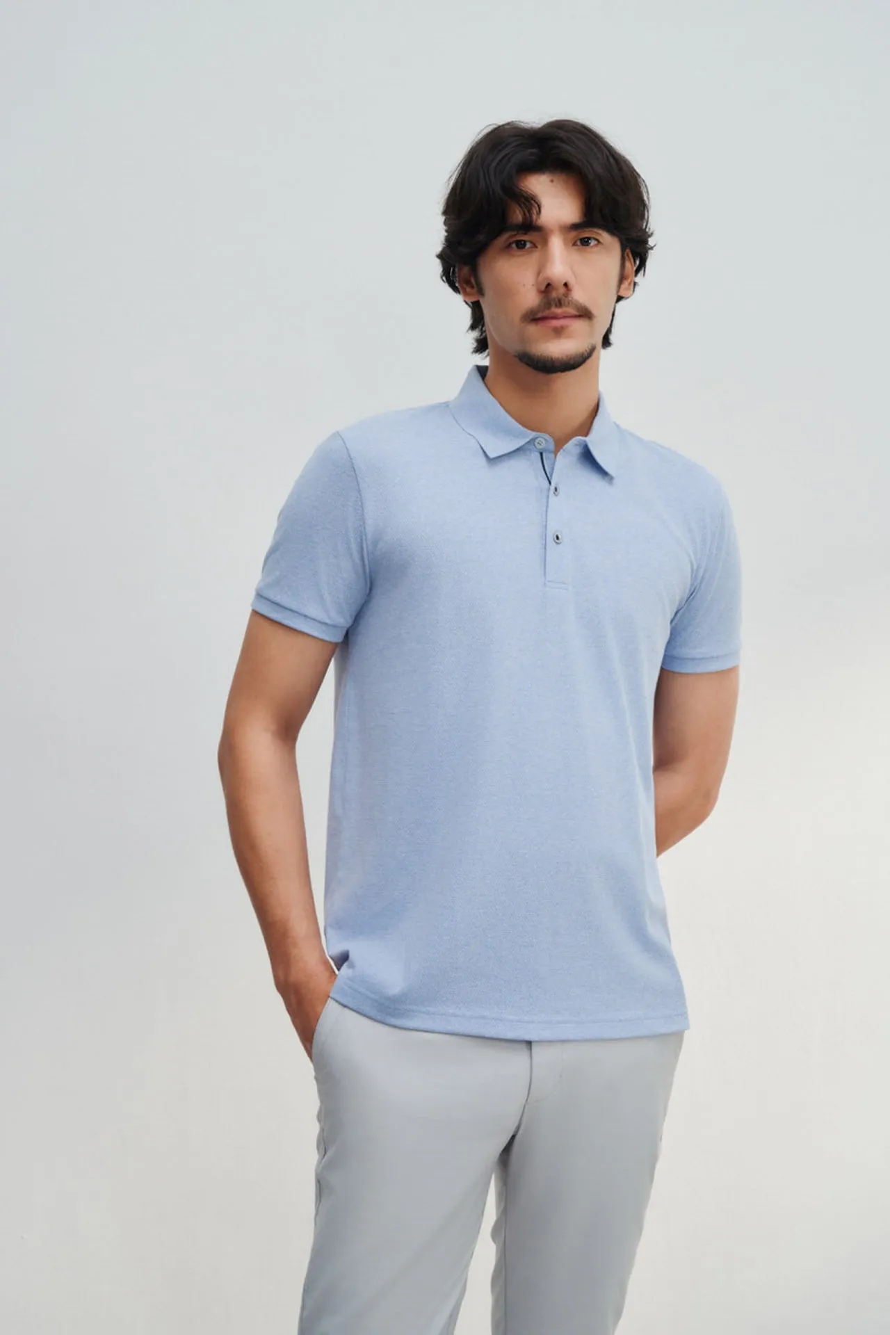 Cotton Blend Smart Fit Jacquard Short Sleeve Polo Tee