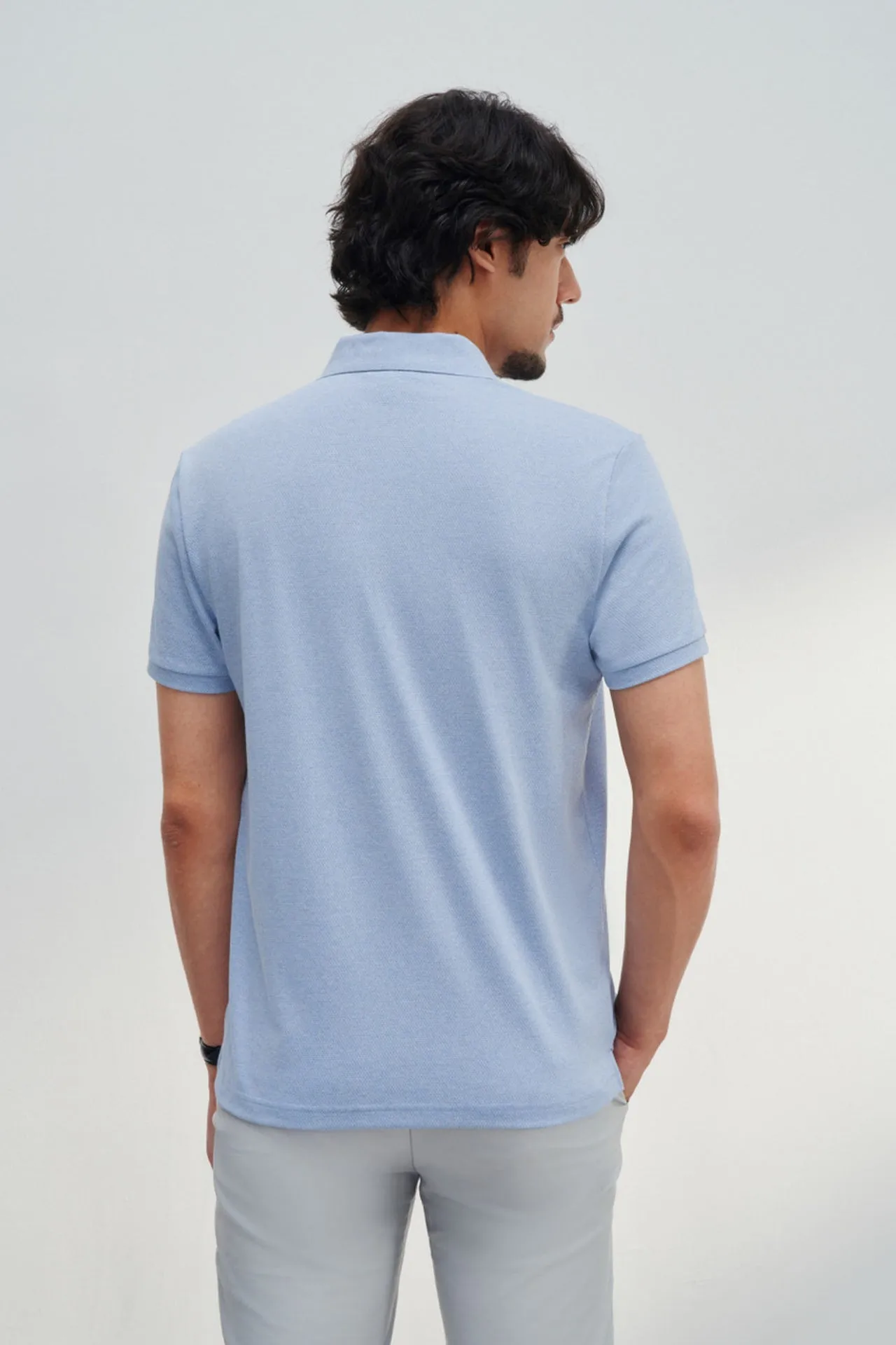 Cotton Blend Smart Fit Jacquard Short Sleeve Polo Tee