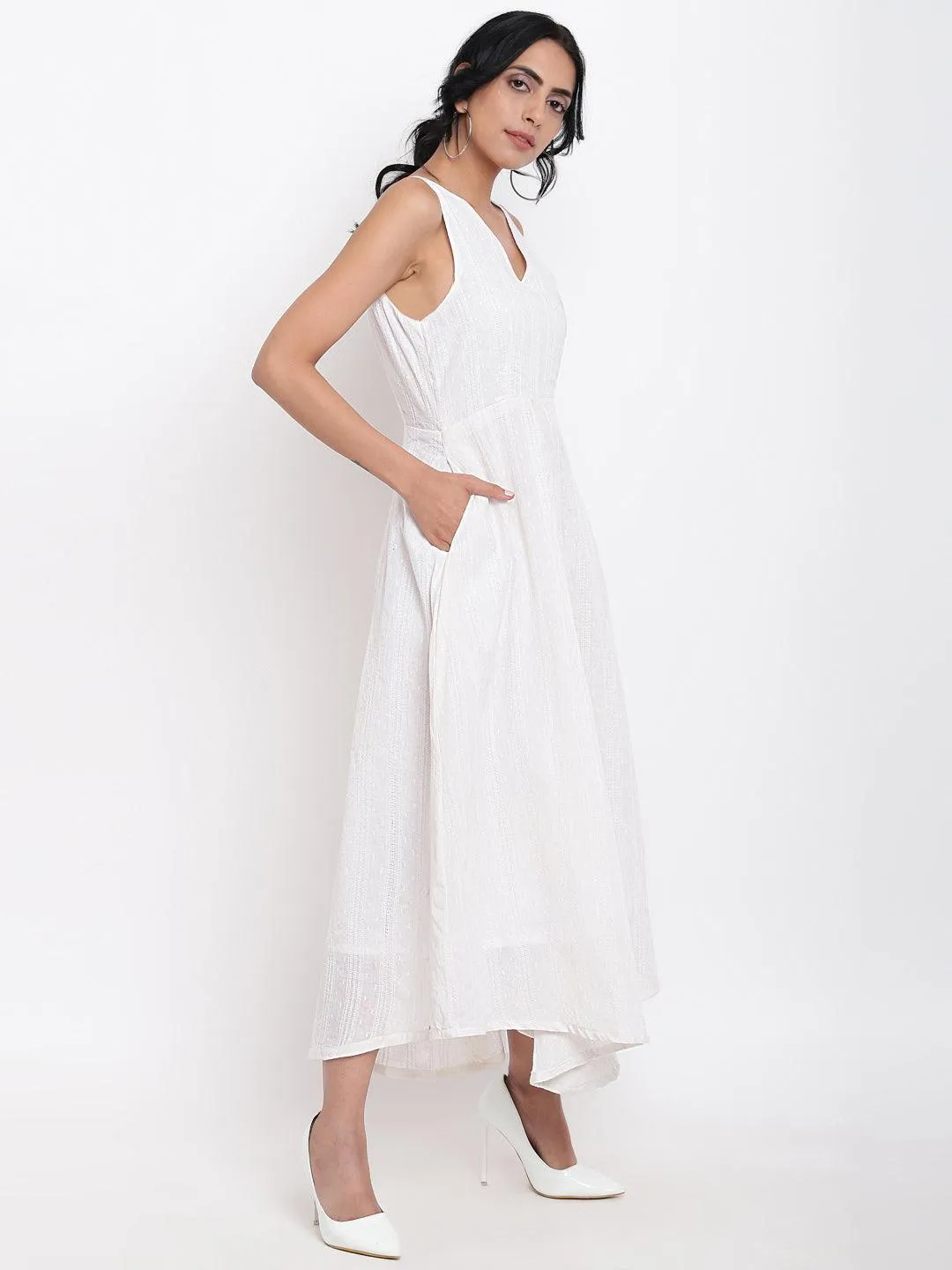 Cotton Panelled Flare Dress