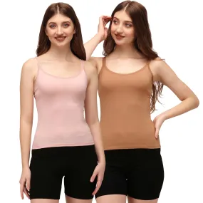 Cotton Spandex Camisole with Lace Detailing (Pack of 2) SC-9