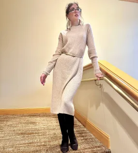 Cream 100% Cashmere Midi Dress