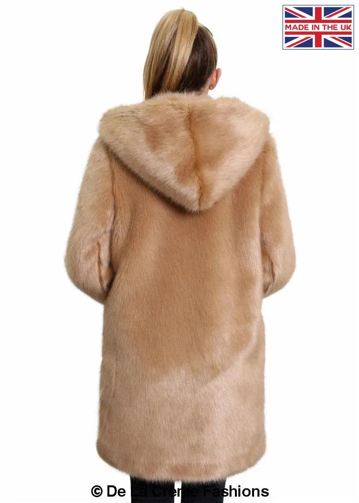 De La Creme - Women's Luxury Faux Fur Jacket Ladies Hooded Winter Coat