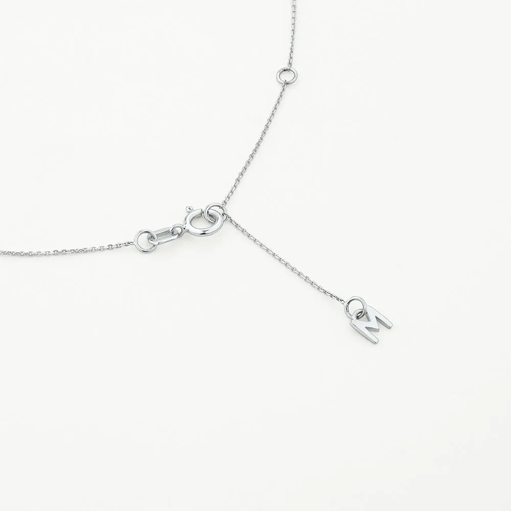 Diamond Engravable Disc Necklace in Silver