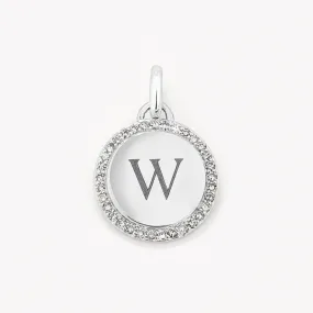 Diamond Engravable Disc Necklace in Silver