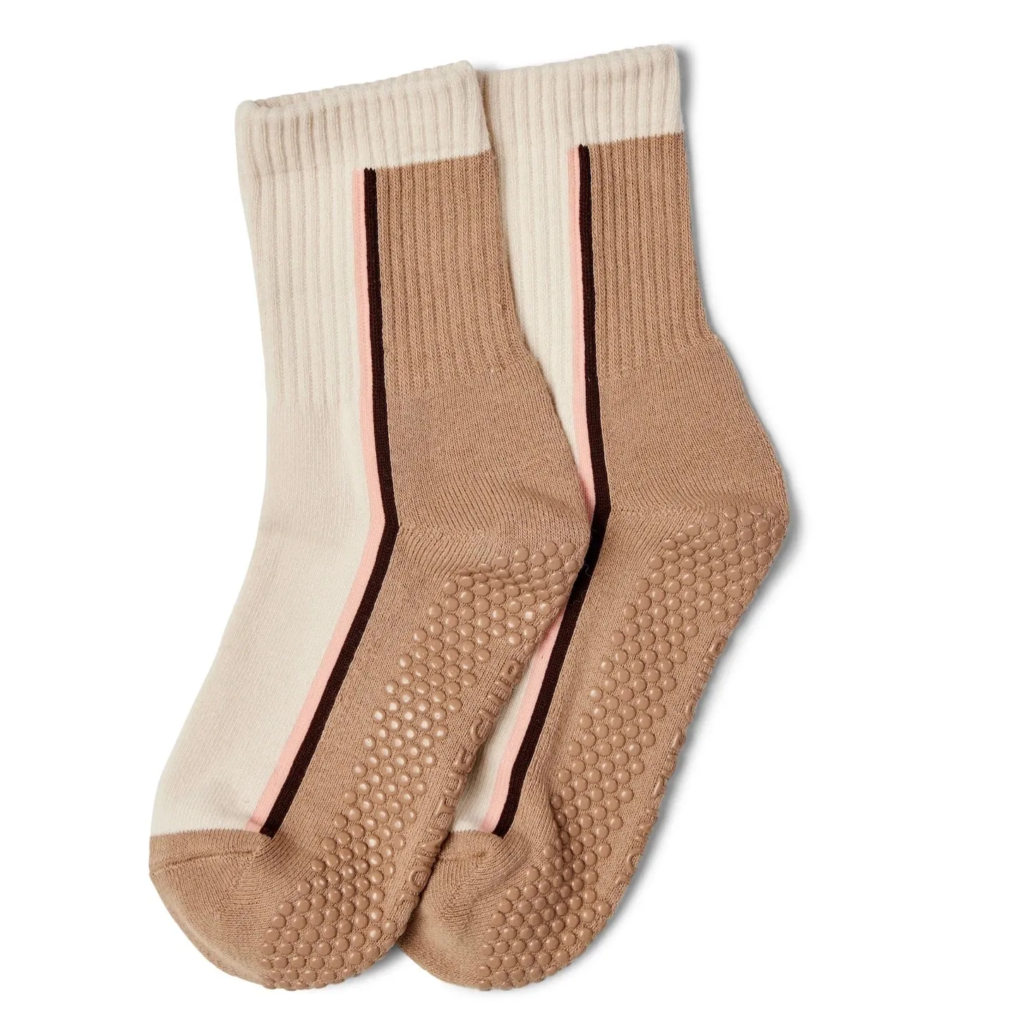 Double Stripe Crew Grip Socks - (Barre / Pilates)