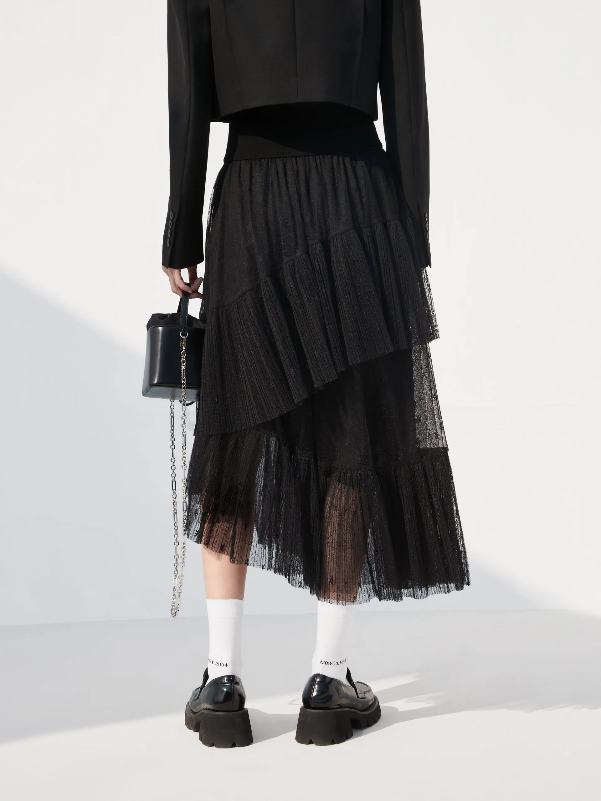 Elasticated Ruffle Laced Skirt