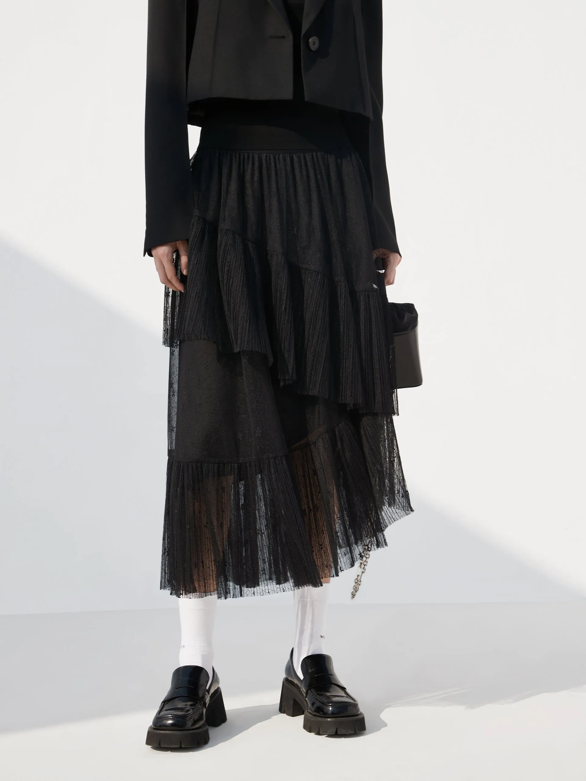 Elasticated Ruffle Laced Skirt