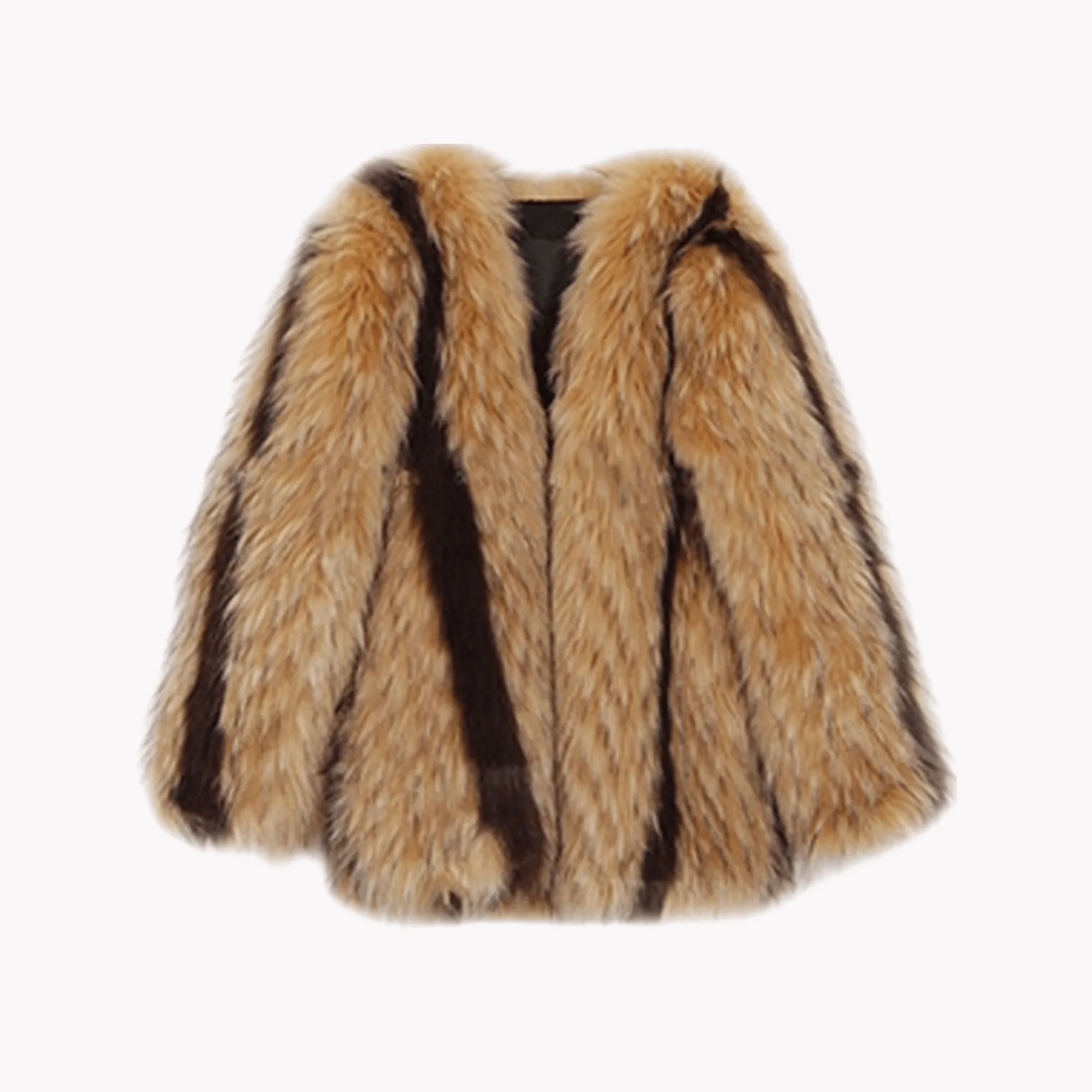 Faux Fur Stripe Coat - Final Sale