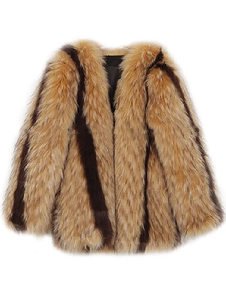 Faux Fur Stripe Coat - Final Sale