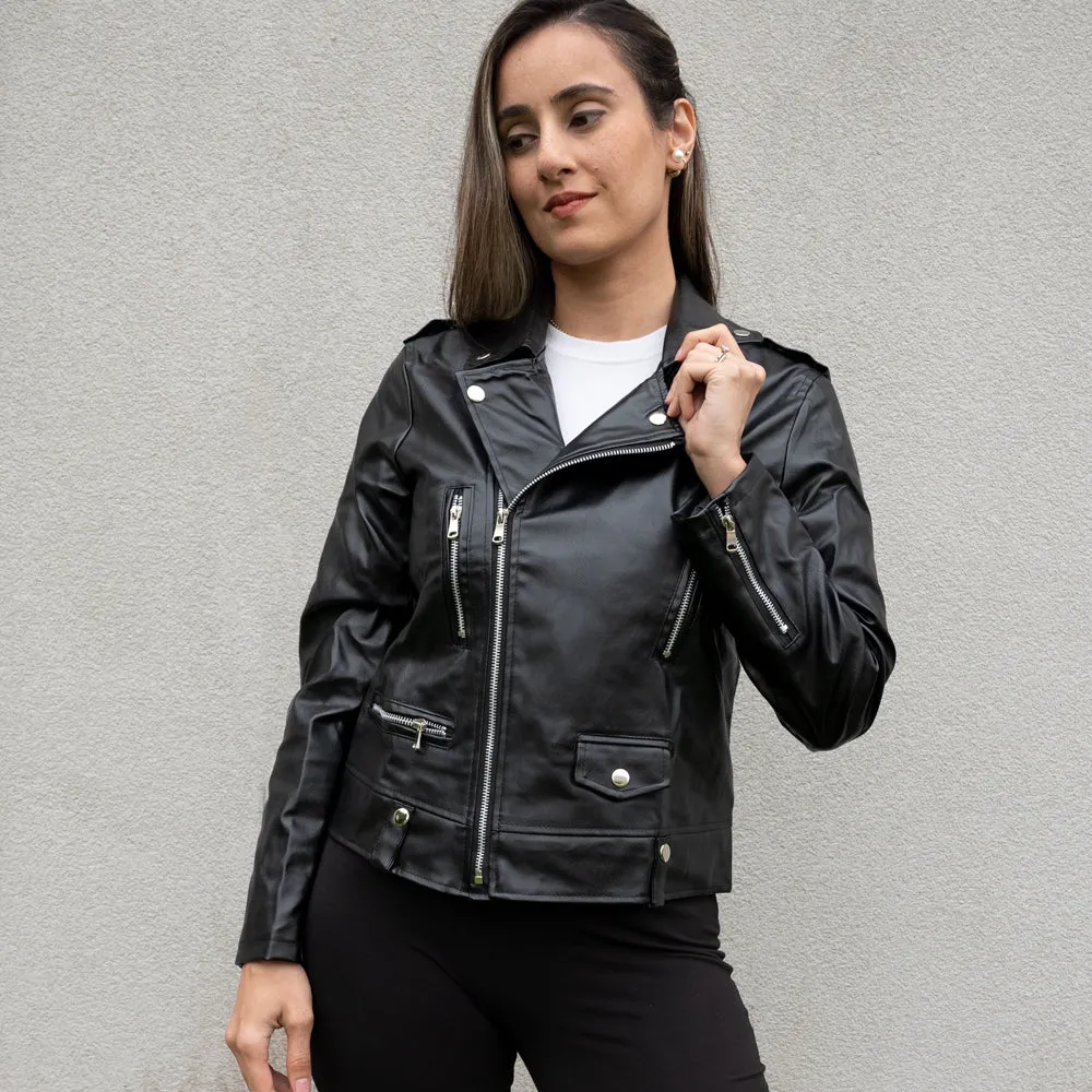 (Faux Leather) Mrs Bridal Leather Jacket