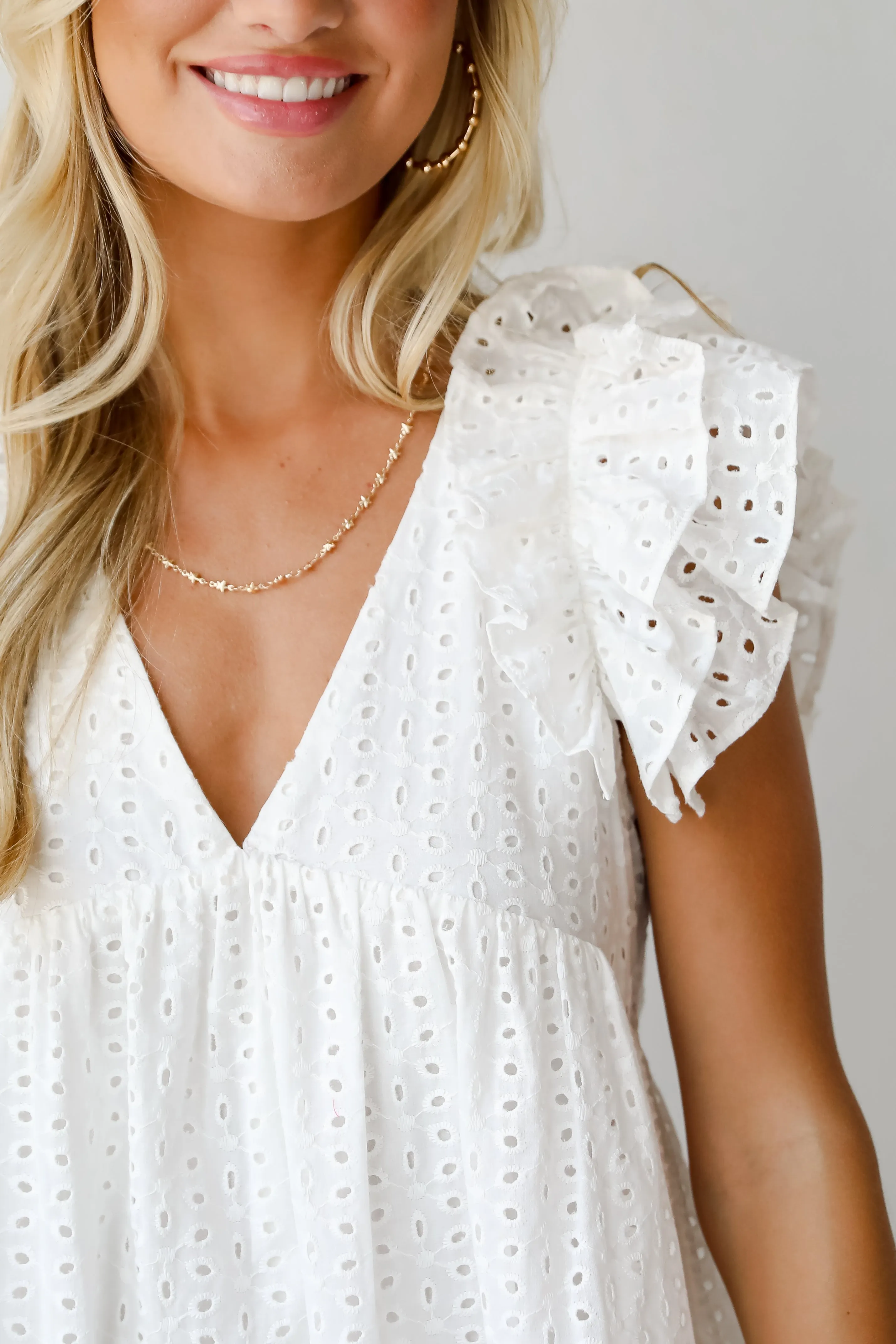 FINAL SALE - Truly Heavenly Eyelet Romper Dress