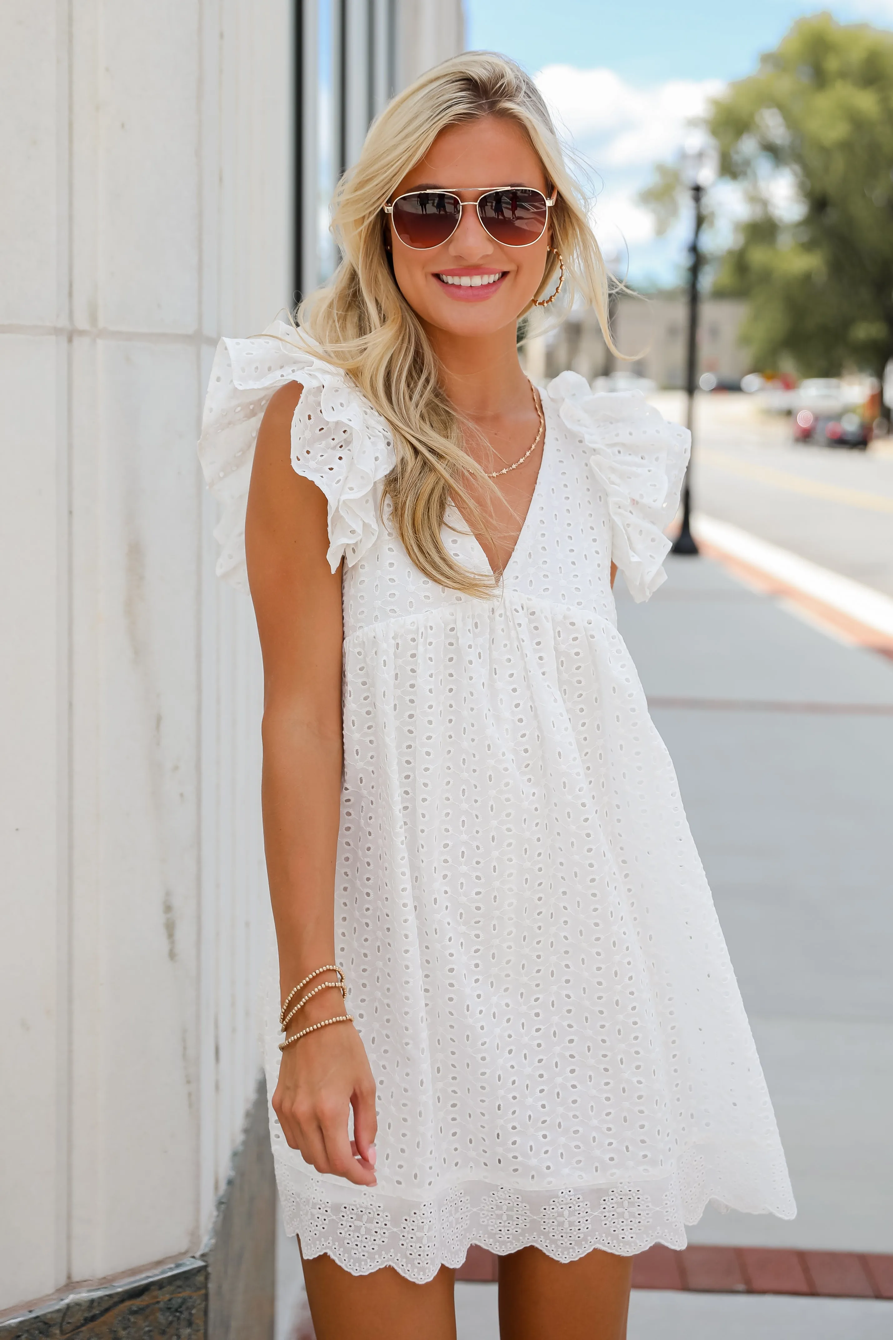 FINAL SALE - Truly Heavenly Eyelet Romper Dress