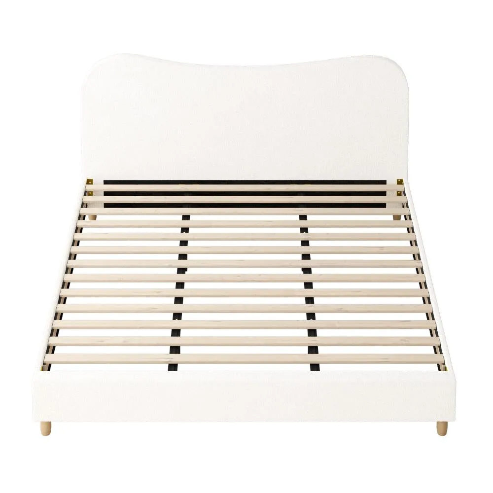 FLINDERS Bed Frame White Boucle Cloud Shape