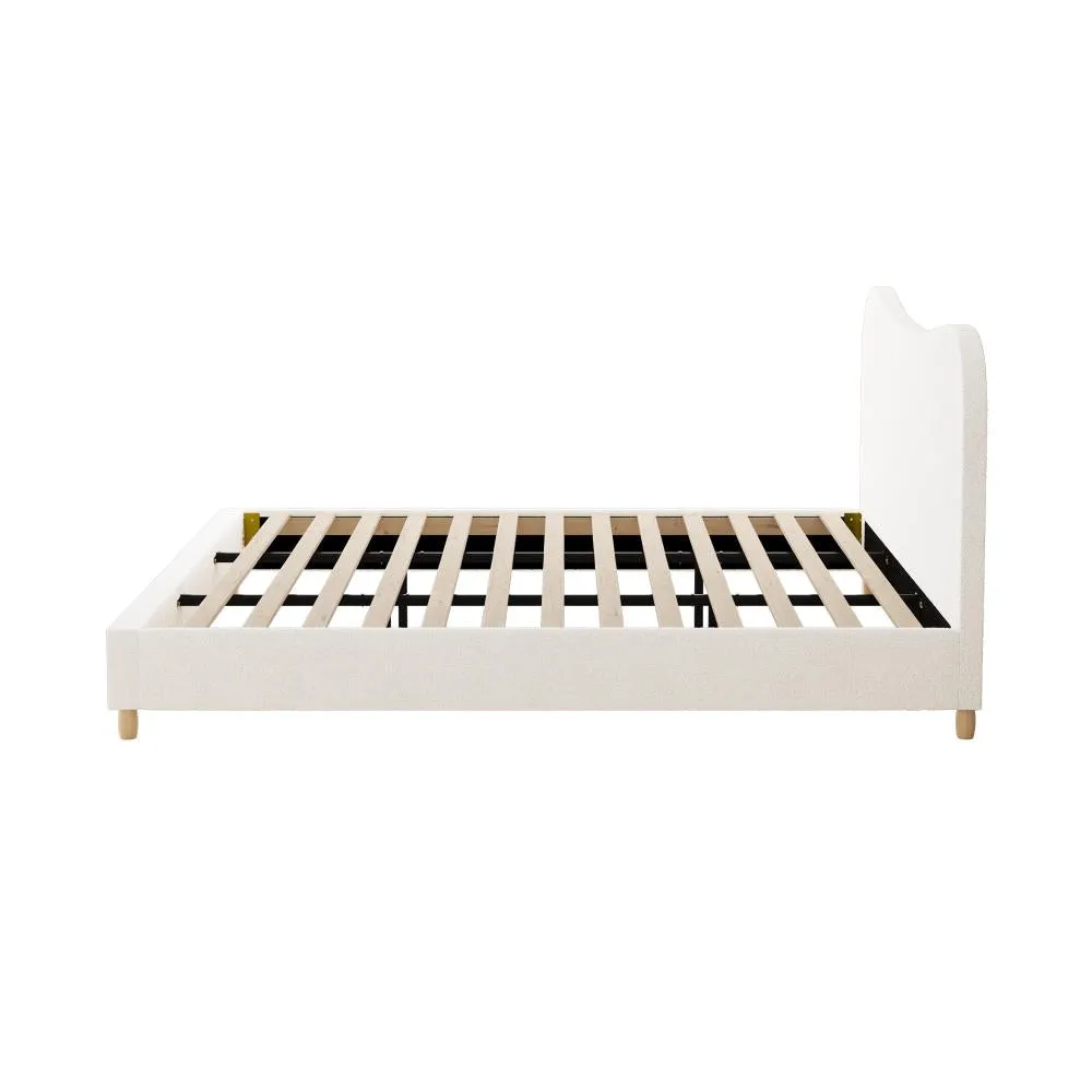 FLINDERS Bed Frame White Boucle Cloud Shape