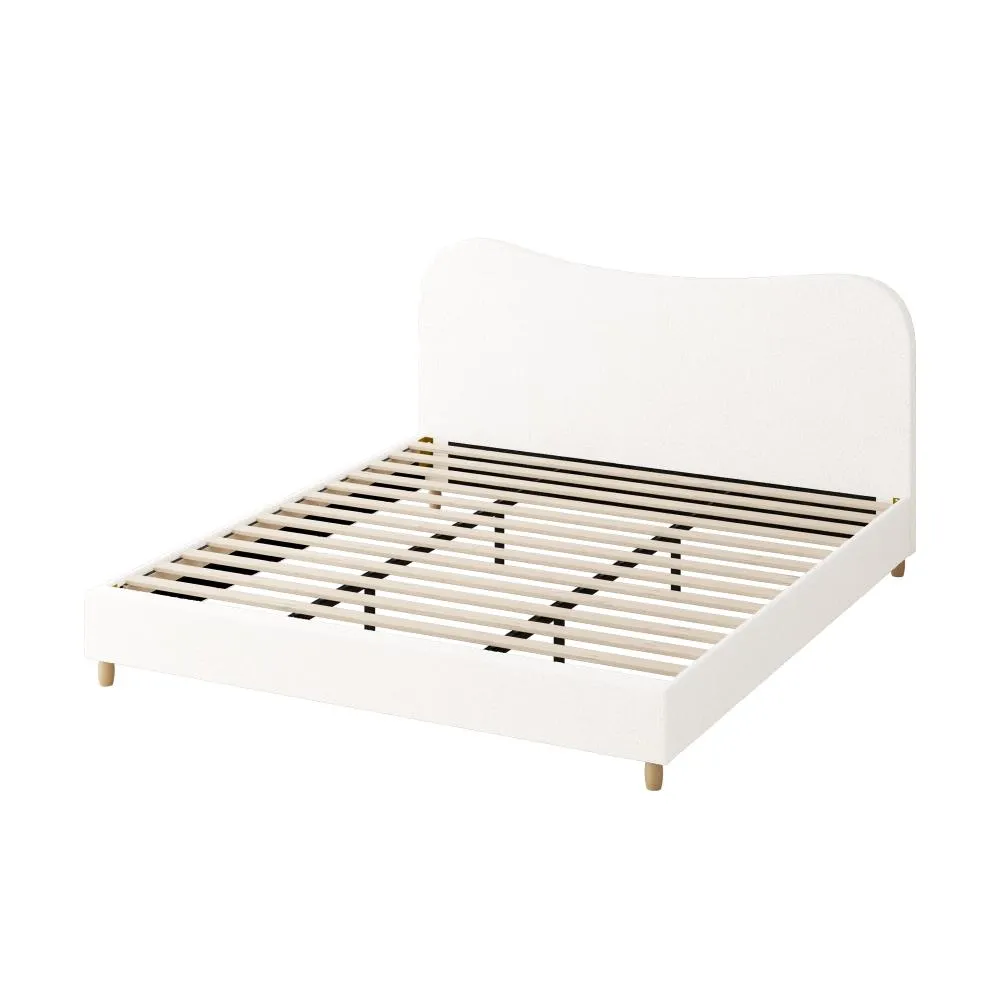 FLINDERS Bed Frame White Boucle Cloud Shape