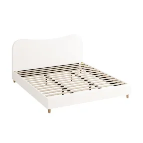 FLINDERS Bed Frame White Boucle Cloud Shape