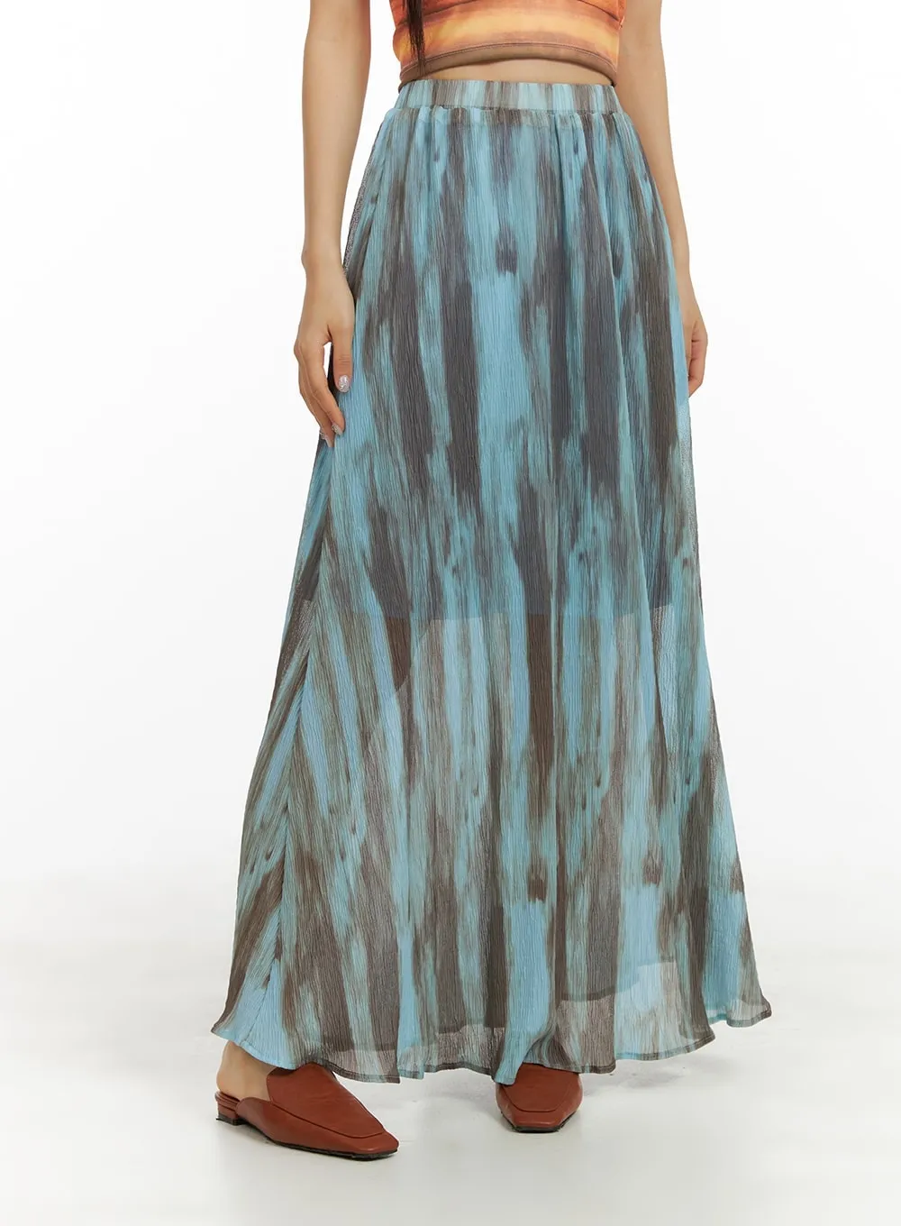 Flowy Graphic Maxi Skirt CA415