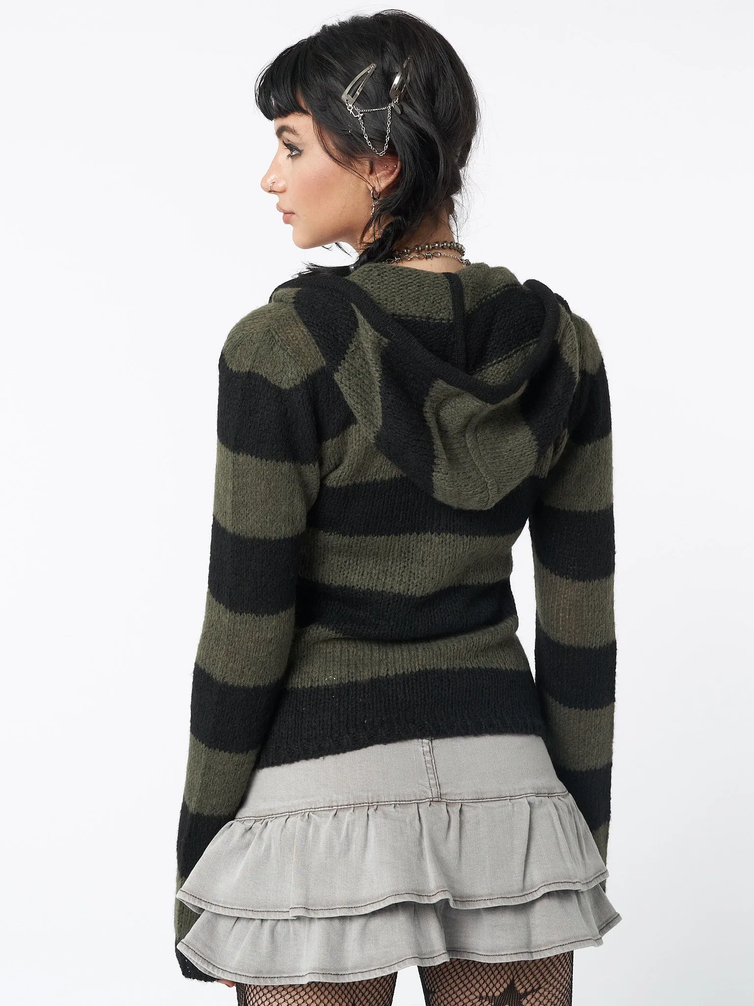 Forest Stripes Knitted Hoodie