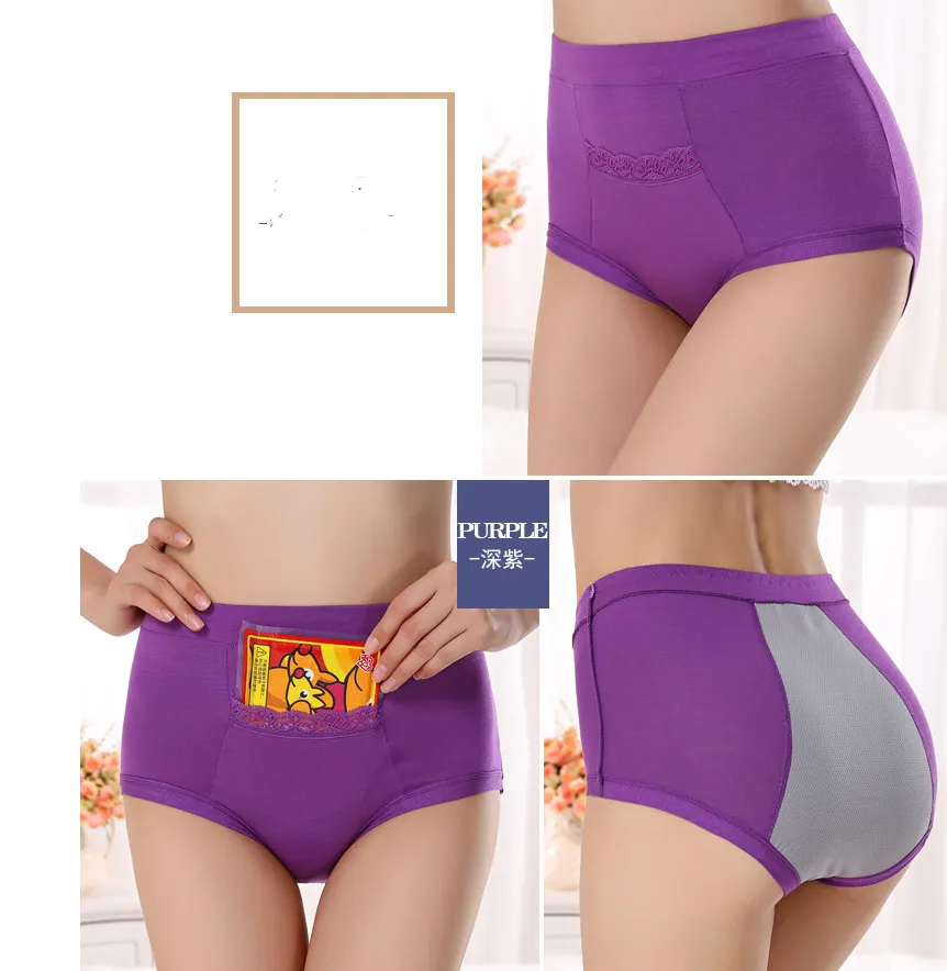 Free Shipping Menstrual period Bamboo fiber Womens underwear Long waisted side leakage proof pocket Health pants L-XXXL R1