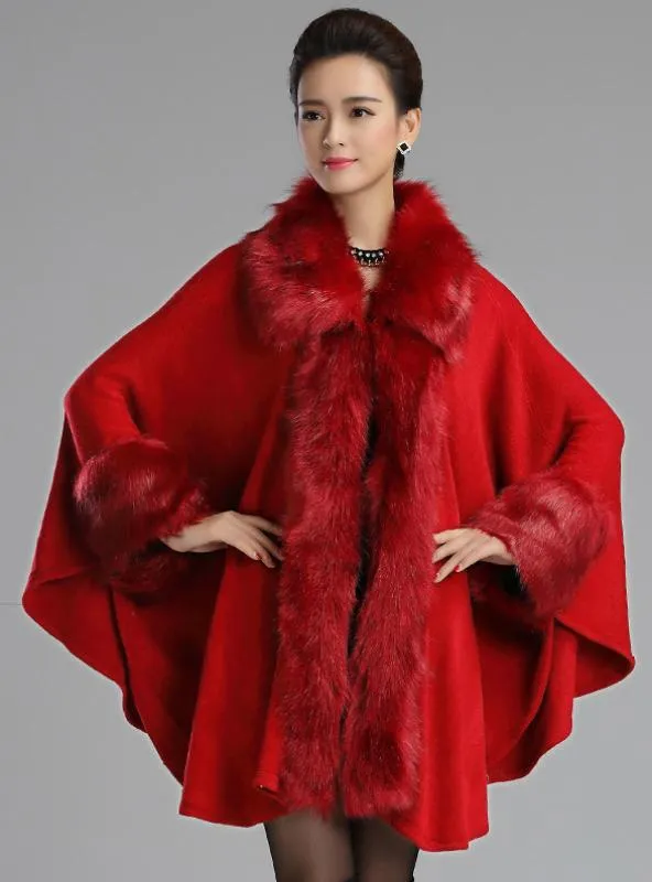 FUR SHAWL COAT KNITTED CARDIGAN SHAWL CLOAK