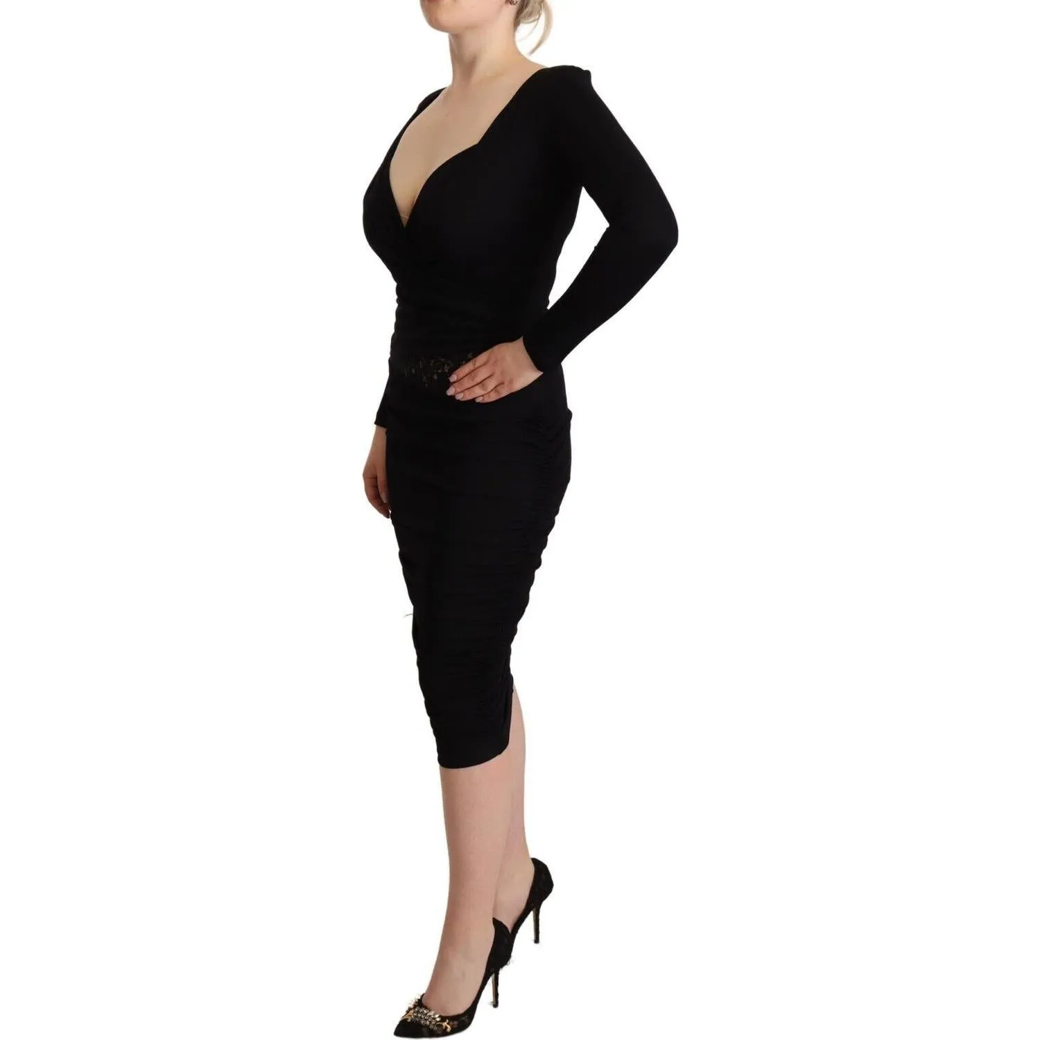 GF Ferre Elegant Black Sheath Dress with Sweetheart Neckline