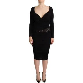 GF Ferre Elegant Black Sheath Dress with Sweetheart Neckline