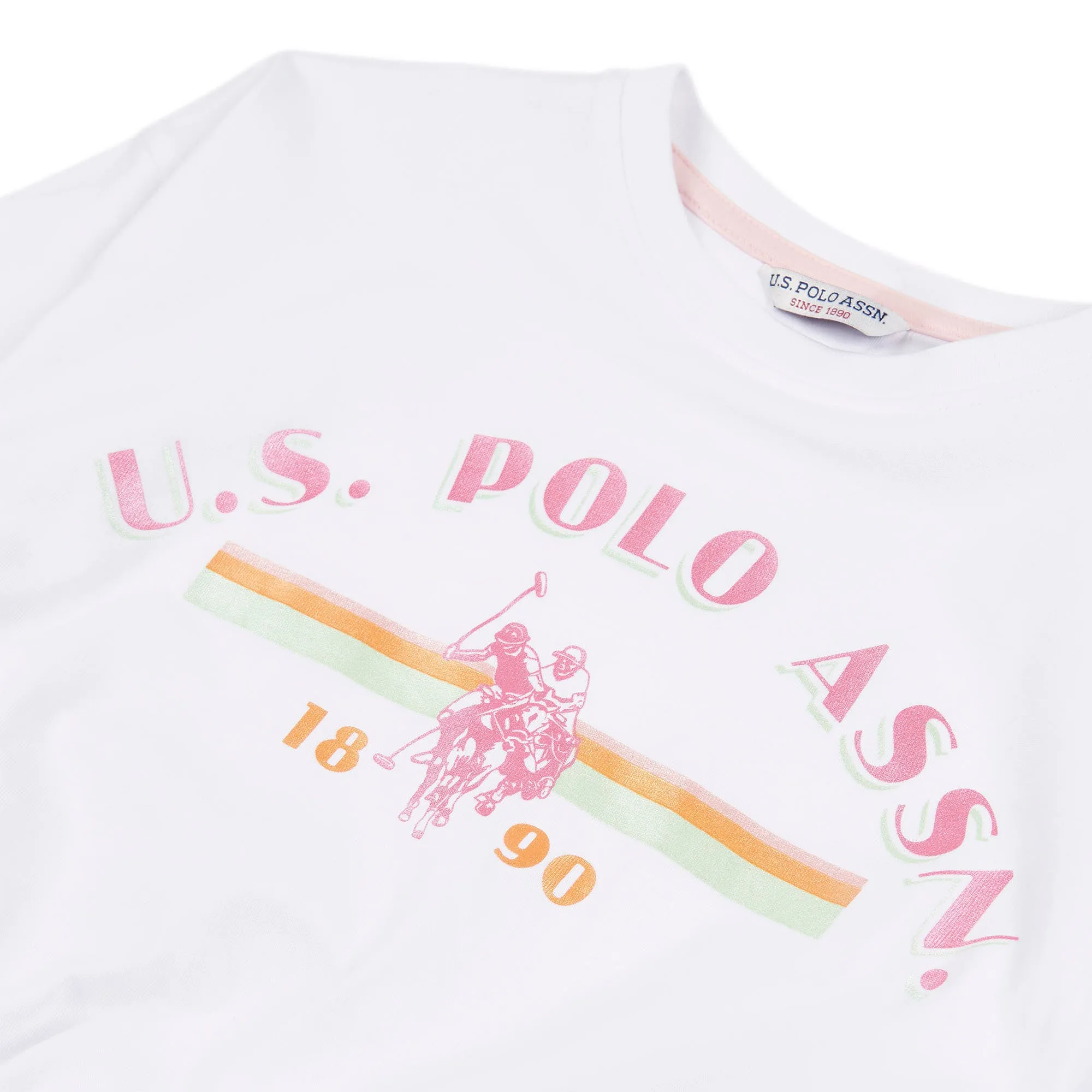 Girls Elastic Hem T-Shirt in Bright White